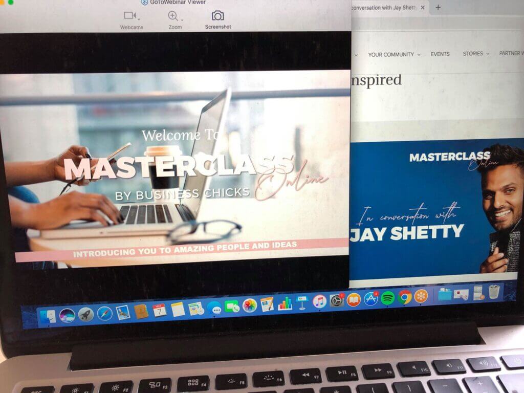 The Business Chicks Masterclass on my laptop